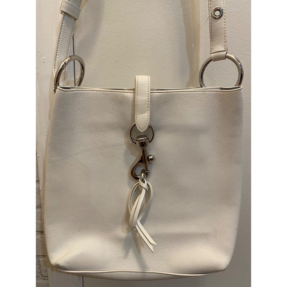 Rebecca Minkoff Darren Pebbled Leather Shoulder Hobo Bag in Optic White spacious